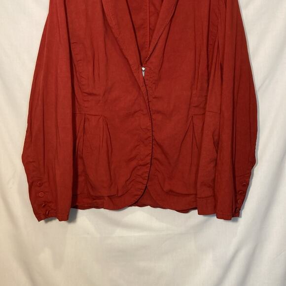 Eileen Fisher Stand Collar Burt Orange Zip Linen Jacket Size 2X - Picture 4 of 10